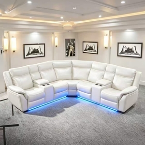 Conjunto de sofá reclinable eléctrico clásico en forma de L, de cuero ecológico, para sala de estar. - Product Image 4