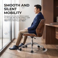 Fauteuil ergonomique moderne en cuir avec base en alliage d'aluminium, hauteur réglable, pivotant, pour chambre, maison et usage commercial