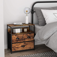 Table de chevet Vekin Furniture en bois rustique brun avec 3 tiroirs, étagère de rangement, table d'appoint pour canapé, table de chevet pour chambre à coucher, couloir, hôtel