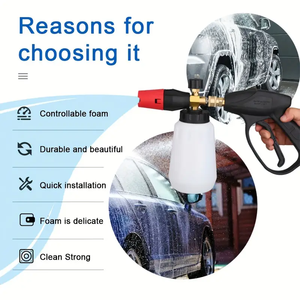 Kit de canon à mousse haute pression ultime avec 5 buses, connecteur 1/4, déclencheur rapide, pistolet de lavage, massage/pause/doux/jet/pluie - Product Image 5