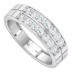 Anillo de Lujo para Mujer en Oro de 14K y Diamantes Naturales con Baño de Rodio, con 14 Piedras de Corte Brillante, Color G |   0.79Ctw Joyería de Uso Diario - Product Image 1