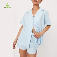 MGOO-Camisón holgado y transpirable para mujer, ropa de dormir de algodón orgánico, pantalones cortos, Conjunto de pijama