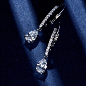 Aimgal Đồ Trang Sức Mỹ S925 Bạc 18K Vàng Mạ 0.8ct Lê Cắt 8A Cao Carbon Kim Cương Stud Thả Bông Tai Kỷ Niệm Đảng Quà Tặng - Product Image 1