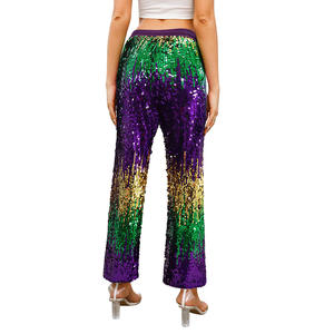 Women <strong>Sparkly</strong> Sequins <strong>Wide</strong> <strong>Leg</strong> Pants Glitter Shiny <strong>Trousers</strong> for Party Club Wear for Mardi Gras Women - Product Image 3