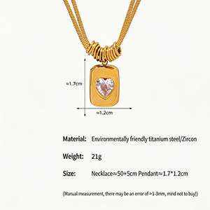 Collar con Colgante de Corazón Geométrico Vintage con Circonita Cúbica, Cadena de Serpiente de Doble Capa de Lujo Ligero, Antideslustre, Venta al por Mayor - Product Image 4