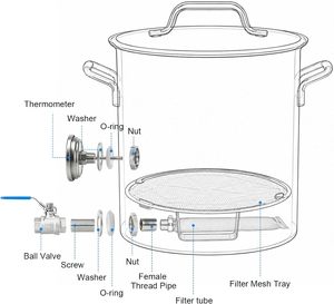 Bollitore <span class=keywords><strong>in</strong></span> Acciaio Inox 20L/40L per Birra e Vino con Vassoio Filtrante, Kit per Produzione Casalinga di Birra e Vino - Product Image 4
