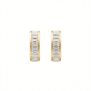 Orecchini a Cerchio E2272 in Oro con Cristalli Taglio Smeraldo, Gioielli da Donna alla Moda per Feste, Stile Classico - Product Image 1