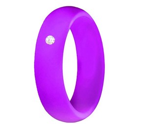 5.7mm <strong>Silicone</strong> Japanese Style Fashion <strong>Wedding</strong> Band <strong>Ring</strong> with Crystal Rhinestone for Women - Product Image 5