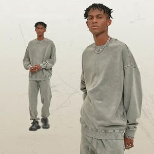 Ensemble sweat à capuche et jogging surdimensionné en coton 100% délavé à l'acide, logo personnalisé AR2319, haute qualité, style vintage automne - Product Image 2