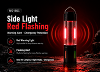 Lampe tactique LED rechargeable Type-C NS-801/802, ABS, étanche IP55, zoom laser, batterie 18650, portée du faisceau 300-400 m, utilisation en camping
