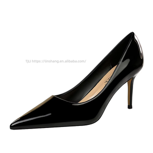 Escarpins élégants en cuir verni à bout pointu, talons aiguilles sexy amincissants pour le travail, chaussures de bureau pour femme - Product Image 5