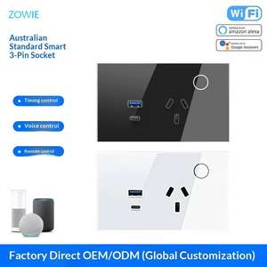 Prise intelligente Wi-Fi Zowie Original Tuya avec norme australienne, design de sécurité avec porte de protection, commande tactile, <span class=keywords><strong>USB</strong></span> C - Product Image 2
