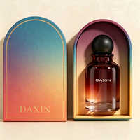 Flacon de parfum vide minimaliste de luxe avec bouchon rond, couleur personnalisée, flacon de parfum en verre, coffret d'emballage haut de gamme