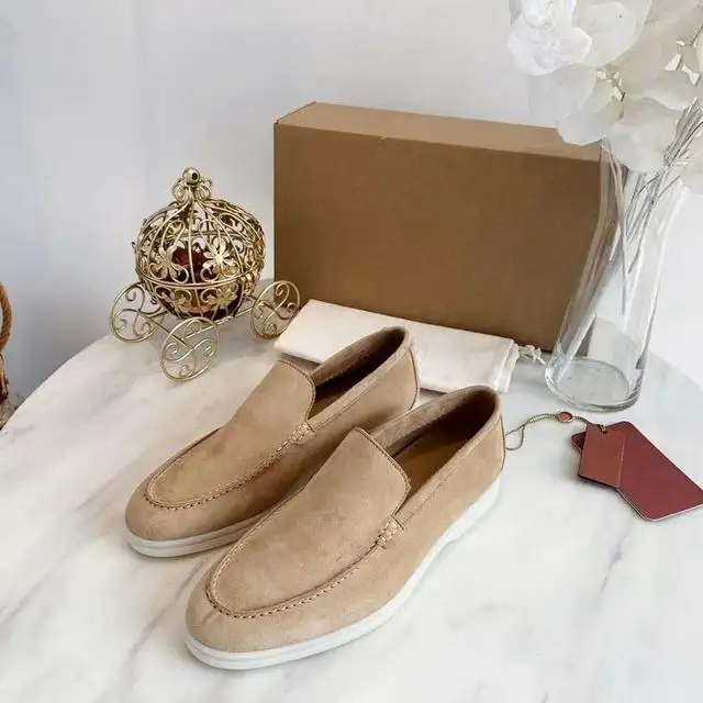 High quality genuine leather LP classic simple men casual shoes suede slip-on loafers boat shoes Flat