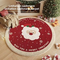 Tapis de Noël en fausse fourrure de cachemire, tapis décoratif de sol circulaire, lavable à la main, pour salon, canapé, table basse, résistant à la saleté