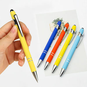 कोमल रबर टच स्क्रीन के साथ प्रोमो सस्ते कस्टम लोगो बॉलपॉइंट पेन 1.0 मिमी लेखन चौड़ाई धातु सामग्री - Product Image 1