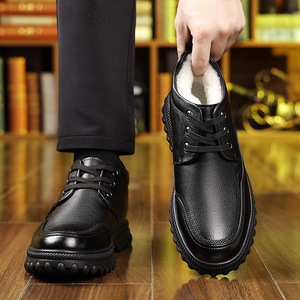Botas de Nieve para Hombre, Altura al Tobillo, Punta Redonda, Cuero Genuino, Forro de Felpa, Suela de Goma Antideslizante, Cálidas para Uso en Exteriores - Product Image 4