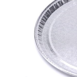 Plateaux de service en <span class=keywords><strong>aluminium</strong></span> jetables de grande taille, ronds, en <span class=keywords><strong>aluminium</strong></span>, argentés, gaufrés, 40*20 mm, 16 pouces, pour les fêtes - Product Image 3
