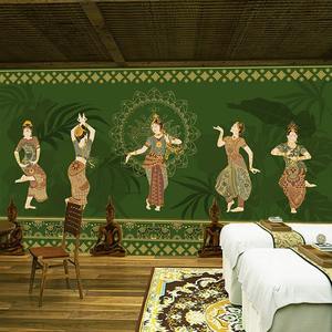 Phong cách dân tộc nhảy múa cô gái trang trí bức tranh tường Thái spa <span class=keywords><strong>massage</strong></span> Câu lạc bộ tường bao gồm khách sạn B & B hình nền - Product Image 4
