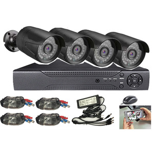 Kit de Sistema de Vigilancia de 4 Canales H.264 con Visión Nocturna, Paquete de Cámaras de Seguridad CCTV para el Hogar, Compatible con Tarjetas Micro SD y Android - Product Image 1