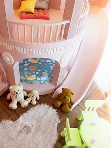 Lit château princesse rose de luxe durable pour filles, ensemble de meubles de chambre sur mesure avec grande armoire, idéal pour hôtel et école - Product Image 4