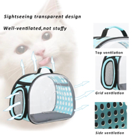 Nouveau design Sac à dos transparent pour animaux de compagnie, pliable et respirant, capsule spatiale pour chat/chien avec sangle réglable et fermeture éclair, style classique