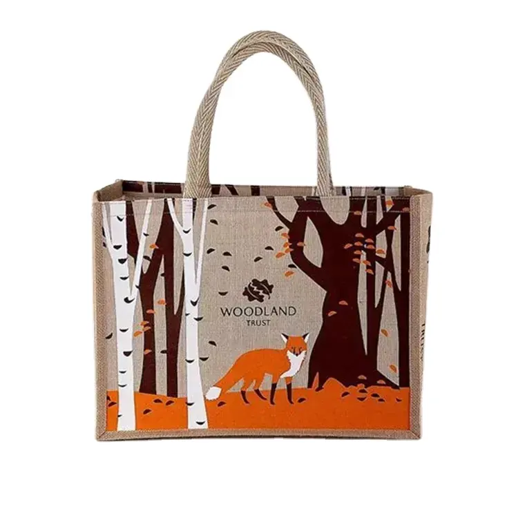 Factory Supply Promotion Portable Reusable Custom Logo Jute Bag