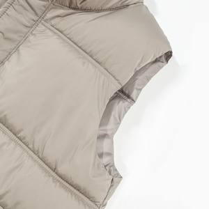 Women's Stylish Canvas Puffer Vest Zipper Closure Filled Waterproof Windproof Stand Collar for Autumn Spring Outer Wear - Product Image 2