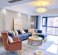 Sofá Chesterfield de Lujo Personalizado de 8-7 Plazas en Tela Rosa de Gran Tamaño para Sala de Estar o Hotel de Lujo para Apartamentos