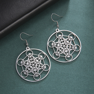 Myshape Metatrons Cube Pendientes <span class=keywords><strong>Flor</strong></span> <span class=keywords><strong>DE</strong></span> <span class=keywords><strong>LA</strong></span> <span class=keywords><strong>VIDA</strong></span> Kabbalah Geometría sagrada Pendientes para mujer Joyería <span class=keywords><strong>de</strong></span> acero inoxidable - Product Image 3