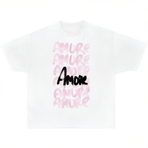 T-Shirt Oversize Amore con Grafica Streetwear Y2k Rosa Carina per Bambini - Product Image 2