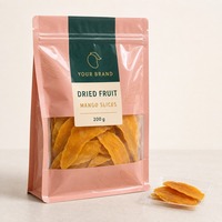 Op maat bedrukte platte bodem zakken voor gedroogd fruit met ritssluiting voor mangostreepjes, fruit snack merken en private label retailverpakkingen