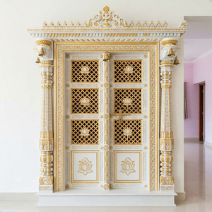 Customized Teak Wood Traditional Haveli Style Heavy Carved Pooja Room Door with <b>Frame</b> for Living Room Entrance - Product Image 2