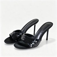 ZA26 Mules à talons aiguilles à paillettes, élégantes et polyvalentes, pour l'été, qui subliment le teint et affinent la silhouette