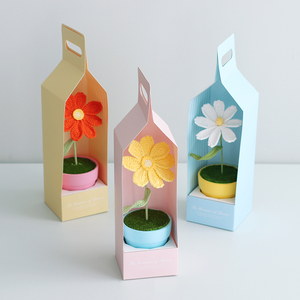 Fatto a mano Crochet margherita Bouquet artificiale decorativo a maglia foglie e fiori per uso interno - Product Image 2