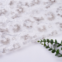 Élégante et Luxueuse Robe Transparente en Tissu Maille Sergé Élastique Satiné 100% Polyester avec Sequins Perlés, Robe de Mariée Nuptiale