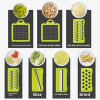 Multifunctionele handmatige groentesnijder, aardappelrasp, saladesnijder, roestvrijstalen messen, ergonomisch afneembaar ontwerp