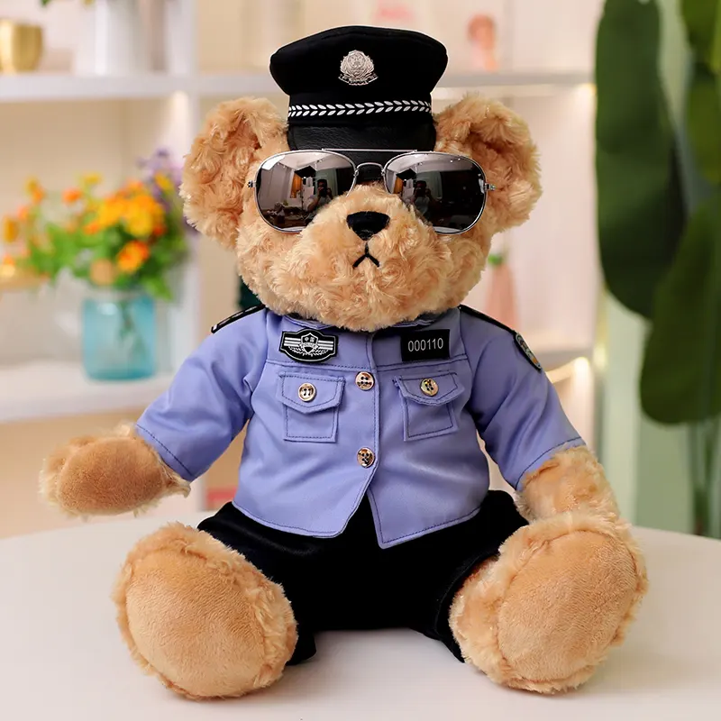 Nouveau design d'ours en peluche personnalisé de la police jouets en peluche uniforme mignon ours en peluche pour les enfants
