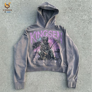 เสื้อฮู้ดดี้พิมพ์ลาย DTG แบบฟอกสี ทรงหลวม ไม่มีเชือกผูก  รับทำโลโก้ตามสั่งจากผู้ผลิต - Product Image 1