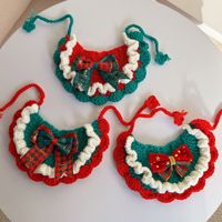 Zoyi Pet Christmas Cat Drool Bib, Écharpe pour animaux de compagnie en laine tissée à la main, mignonne, pour chiens et chats, décoration de Noël, collier pour animaux de compagnie