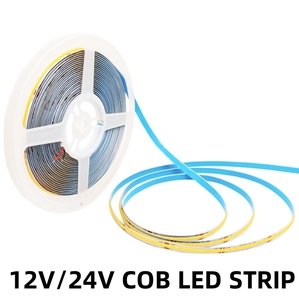 ไฟ LED แบบ COB ขนาด 8 มม. ความกว้าง 12V 24V แถบไฟแบบยืดหยุ่น แรงดันต่ำ ติดตั้งง่ายด้วยกาวในตัว สำหรับตู้เสื้อผ้า ตู้โชว์ ขายส่ง - Product Image 2