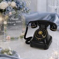 Téléphone Livre d'Or Audio de Style Britannique, Nouveau Téléphone Rotatif Type Tourne-disque Blanc Rose Doré pour Mariages et Événements