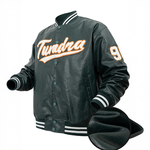 Fabricant OEM, veste varsity sur mesure de haute qualité pour hommes, polyester/coton, col en V, broderie du logo sur le devant - Product Image 2