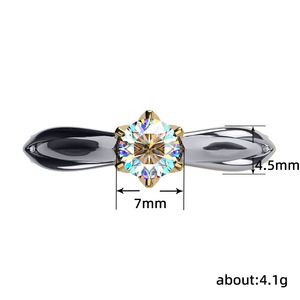 Anillo Cuadrado de Cristal de Dos Tonos con Seis Puntas para Mujer, Elegante y Moderno, para Uso Diario y Fiestas - Product Image 5