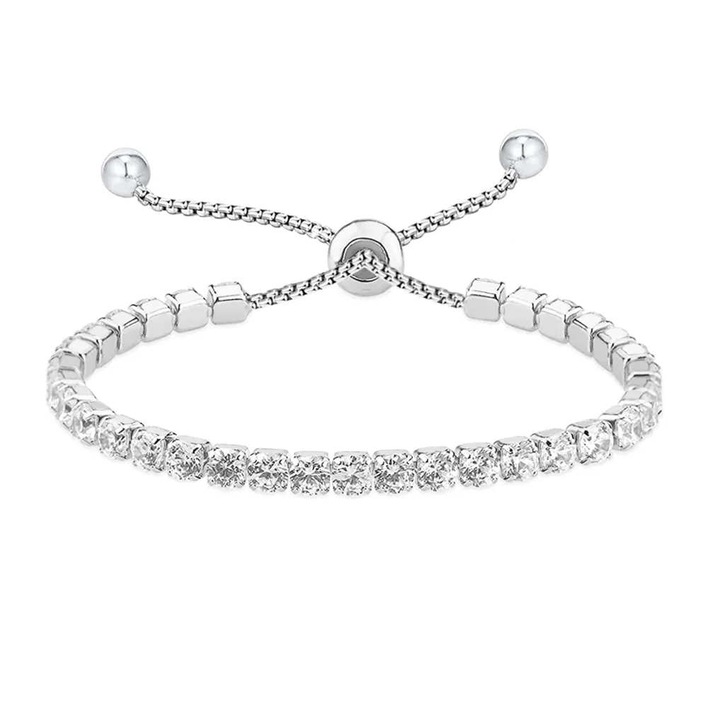 Bracelet chaîne pour femmes, bijou de mode personnalisé, boîte ronde, luxe, en acier inoxydable, ajustable, bracelet de tennis
