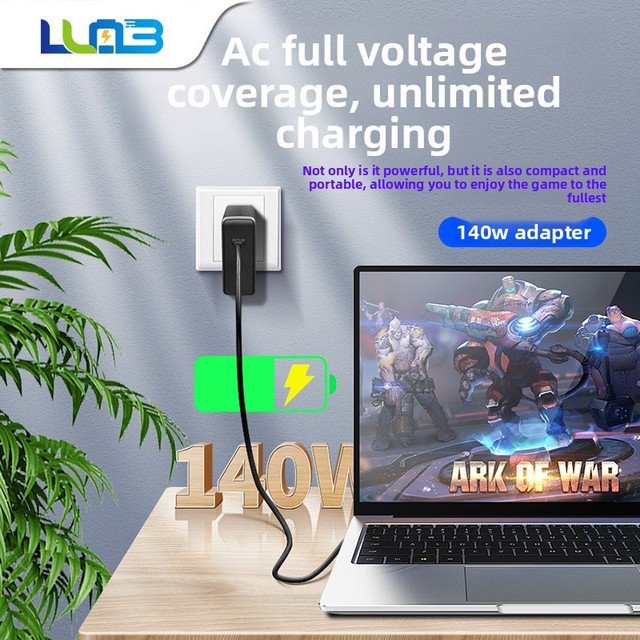 PD 140W GaN Power Adapter High-Power Laptop Tablet Charger Fireproof OVP Protection DC Port Multiple Charging Protocols