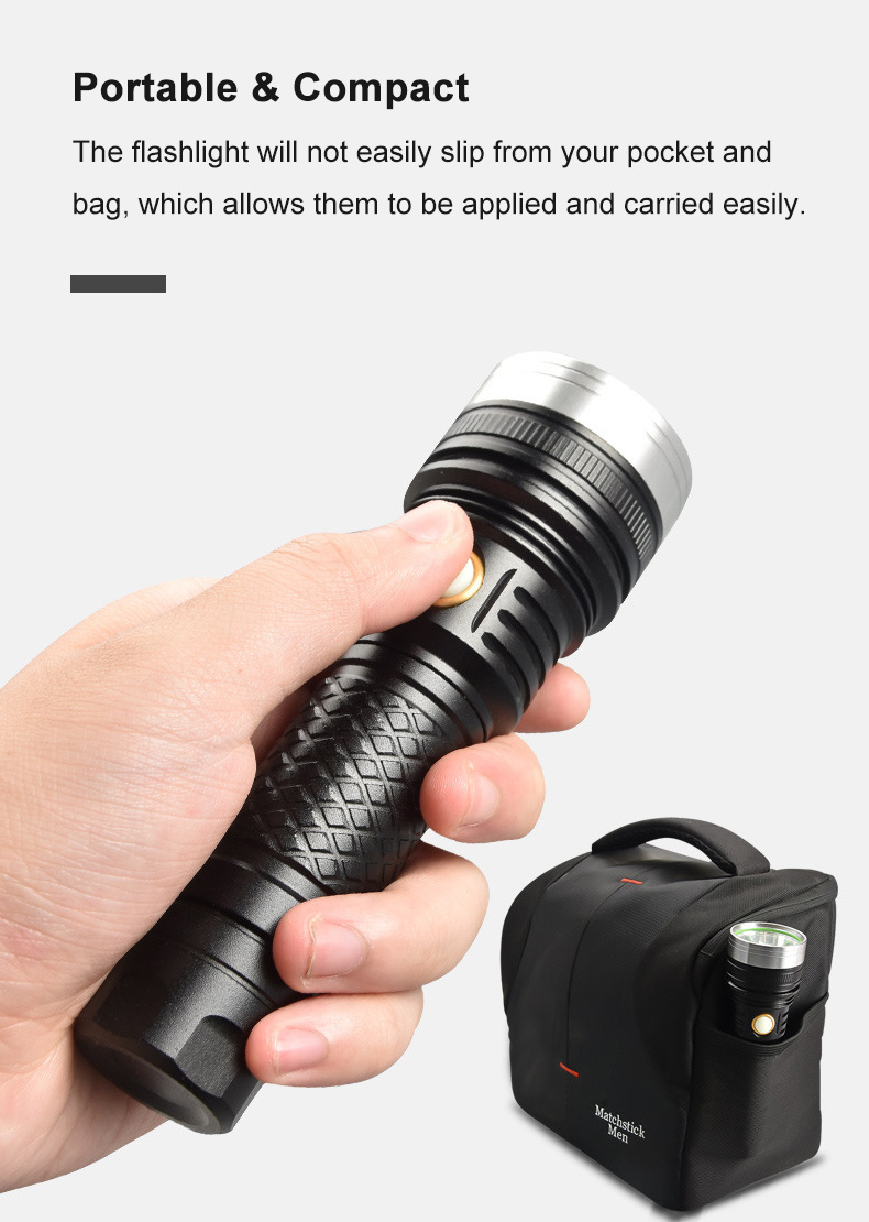 6000 Lumens Tactical Flashlight 21700 Battery Sst40 Led Torch Usb C