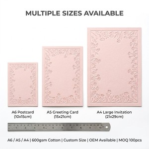 <span class=keywords><strong>Carte</strong></span> postale personnalisée haut de gamme, invitation de mariage de luxe à motifs floraux, impression typographique, papier coton gaufré 600 g/m², OEM - Product Image 3