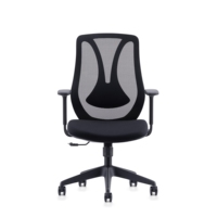 Chaise de bureau ergonomique moderne à dossier mi-haut en maille, pivotante et réglable, avec pieds en plastique pour poste de travail à domicile et au bureau