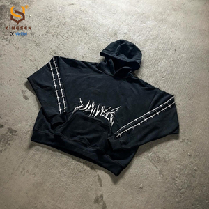 Ensemble de survêtement sportif personnalisé par le fabricant, 400 g/m², brodé, surdimensionné, imprimé, décontracté, 100 % coton, 2 pièces - Product Image 3
